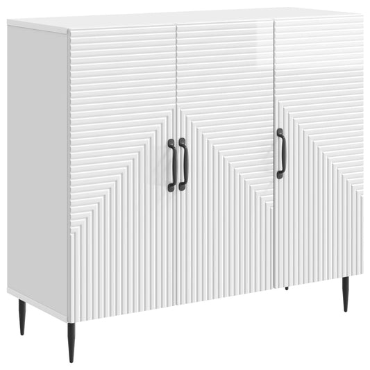 vidaXL Sideboard High Gloss White 89 x 34.5 x 80 cm Engineered Wood