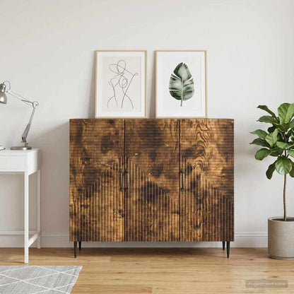vidaXL Sideboard Smoked Oak 89 x 34.5 x 80 cm Engineered Wood