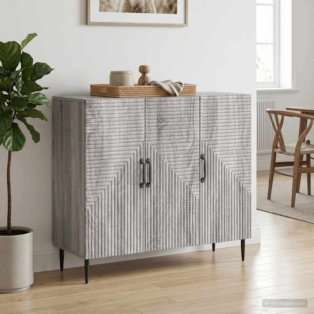 vidaXL Sideboard Grey Sonoma 89 x 34.5 x 80 cm Engineered Wood