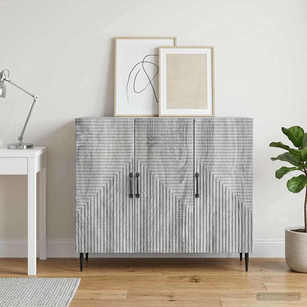 vidaXL Sideboard Grey Sonoma 89 x 34.5 x 80 cm Engineered Wood