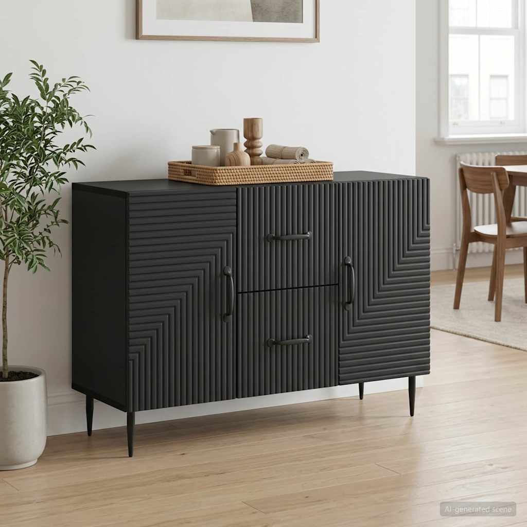 vidaXL Sideboard with Drawer Black 89 x 34.5 x 60 cm Engineered Wood