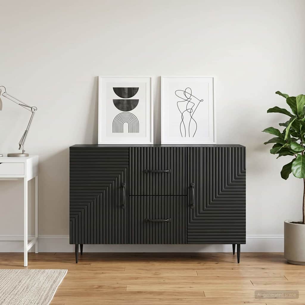 vidaXL Sideboard with Drawer Black 89 x 34.5 x 60 cm Engineered Wood
