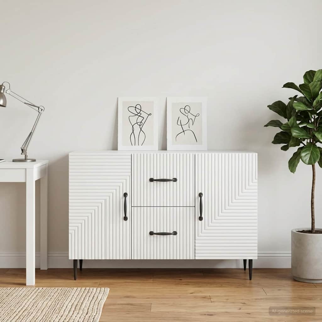 vidaXL Sideboard High Gloss White 89 x 34.5 x 60 cm Engineered Wood