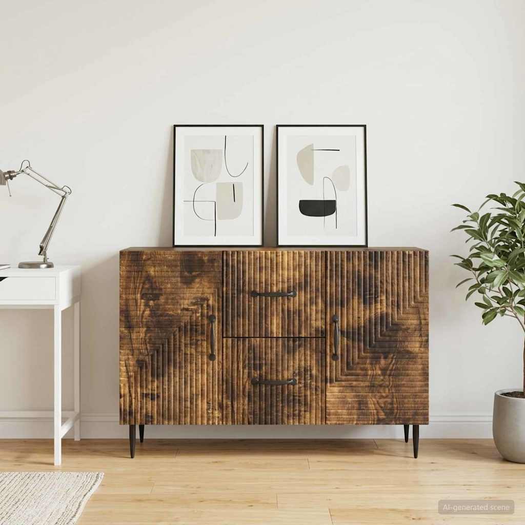 vidaXL Sideboard Smoked Oak 89 x 34.5 x 60 cm Engineered Wood
