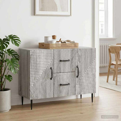 vidaXL Sideboard Grey Sonoma 89 x 34.5 x 60 cm Engineered Wood