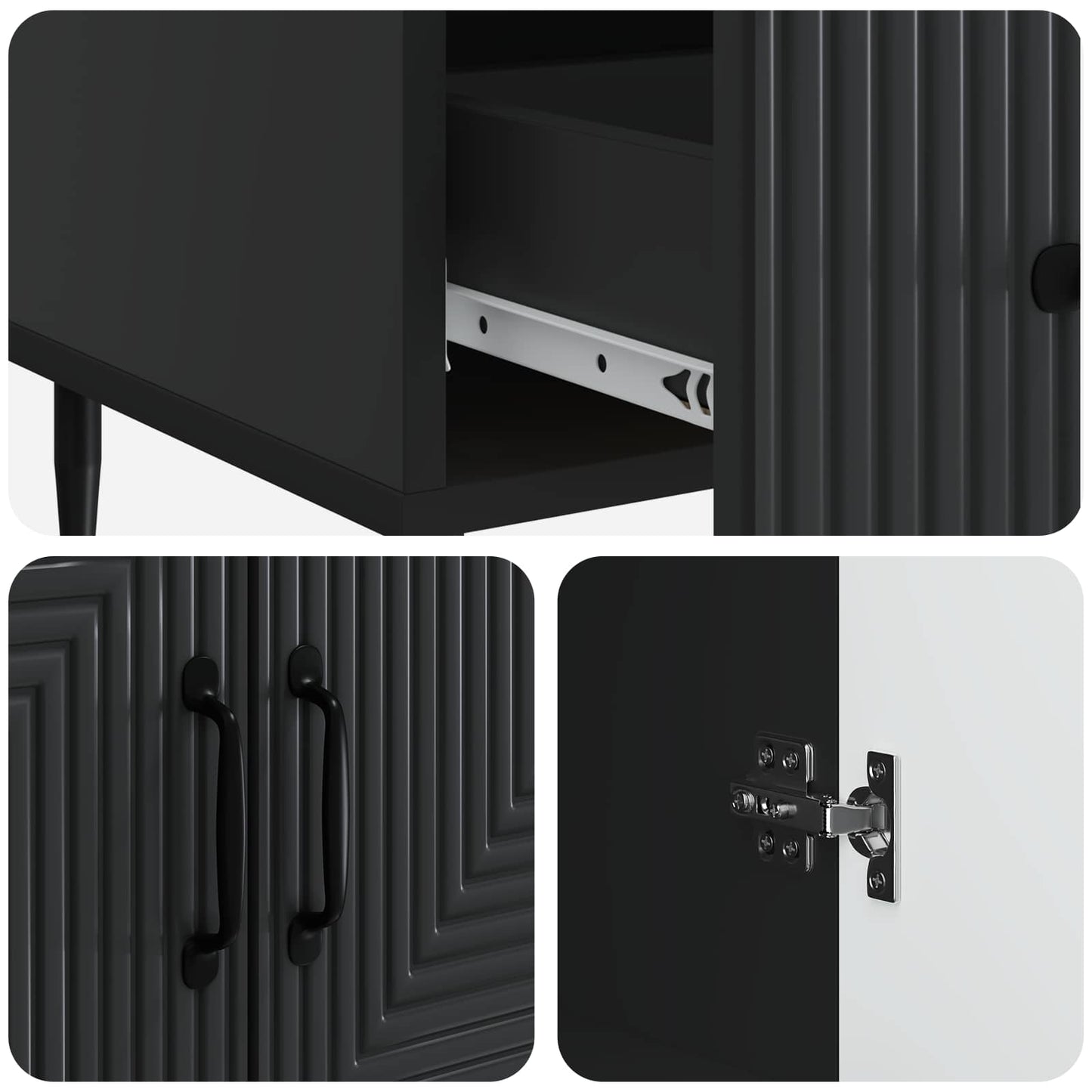 vidaXL Sideboard with Drawer Black 66 x 34.5 x 95 cm Engineered Wood