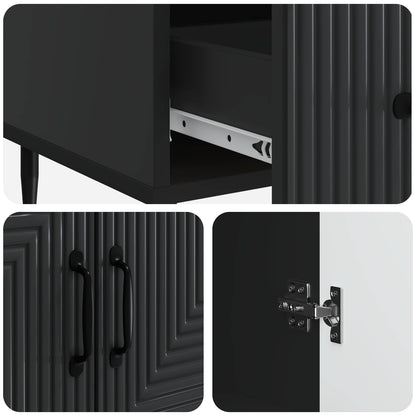 vidaXL Sideboard with Drawer Black 66 x 34.5 x 95 cm Engineered Wood