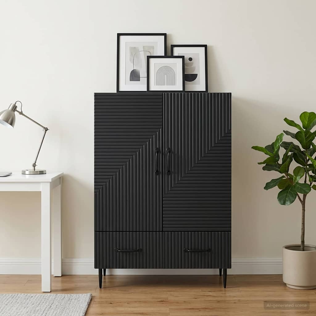 vidaXL Sideboard with Drawer Black 66 x 34.5 x 95 cm Engineered Wood