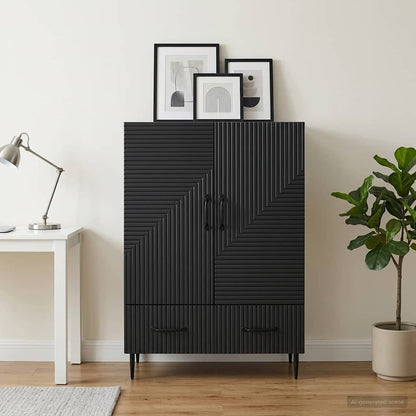 vidaXL Sideboard with Drawer Black 66 x 34.5 x 95 cm Engineered Wood