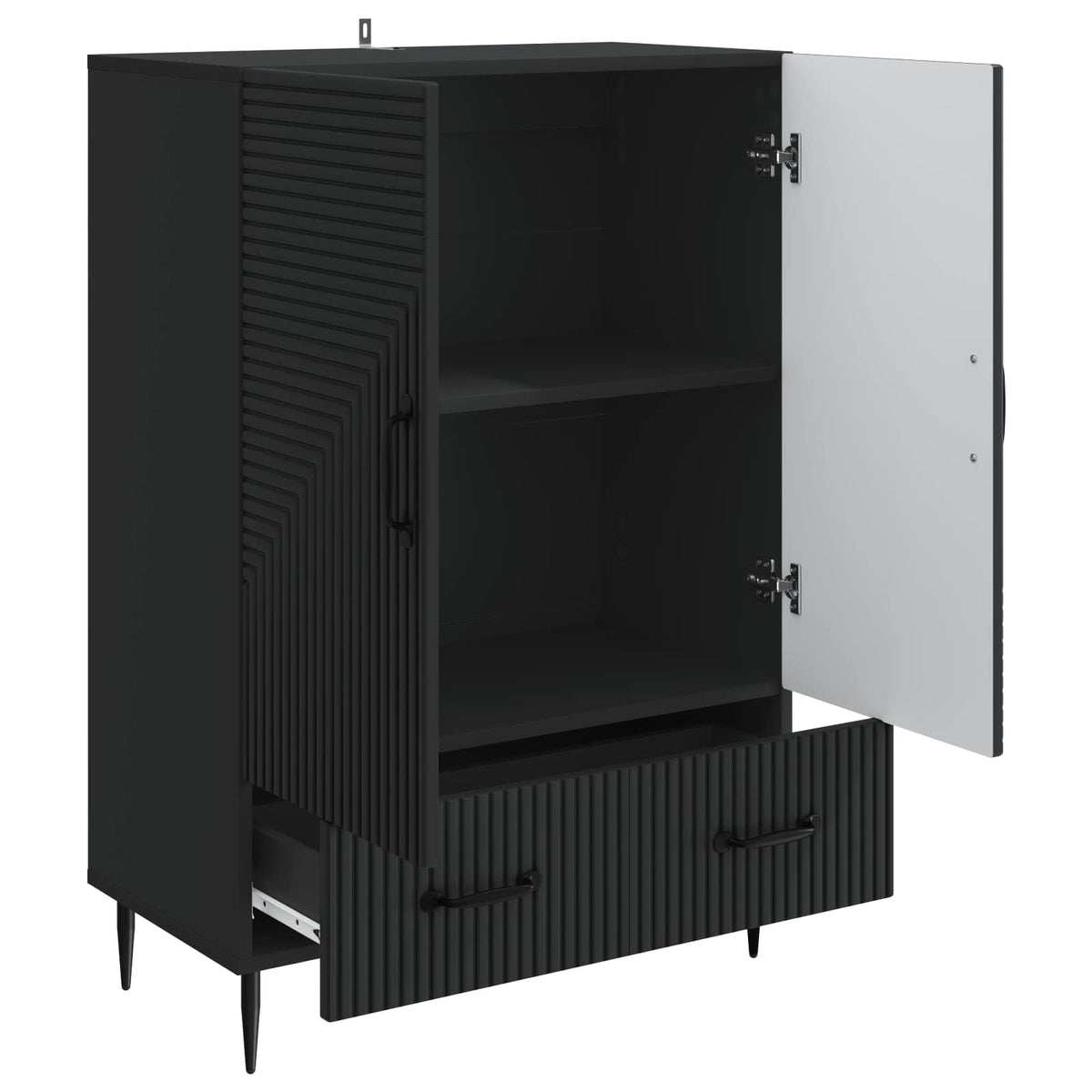 vidaXL Sideboard with Drawer Black 66 x 34.5 x 95 cm Engineered Wood