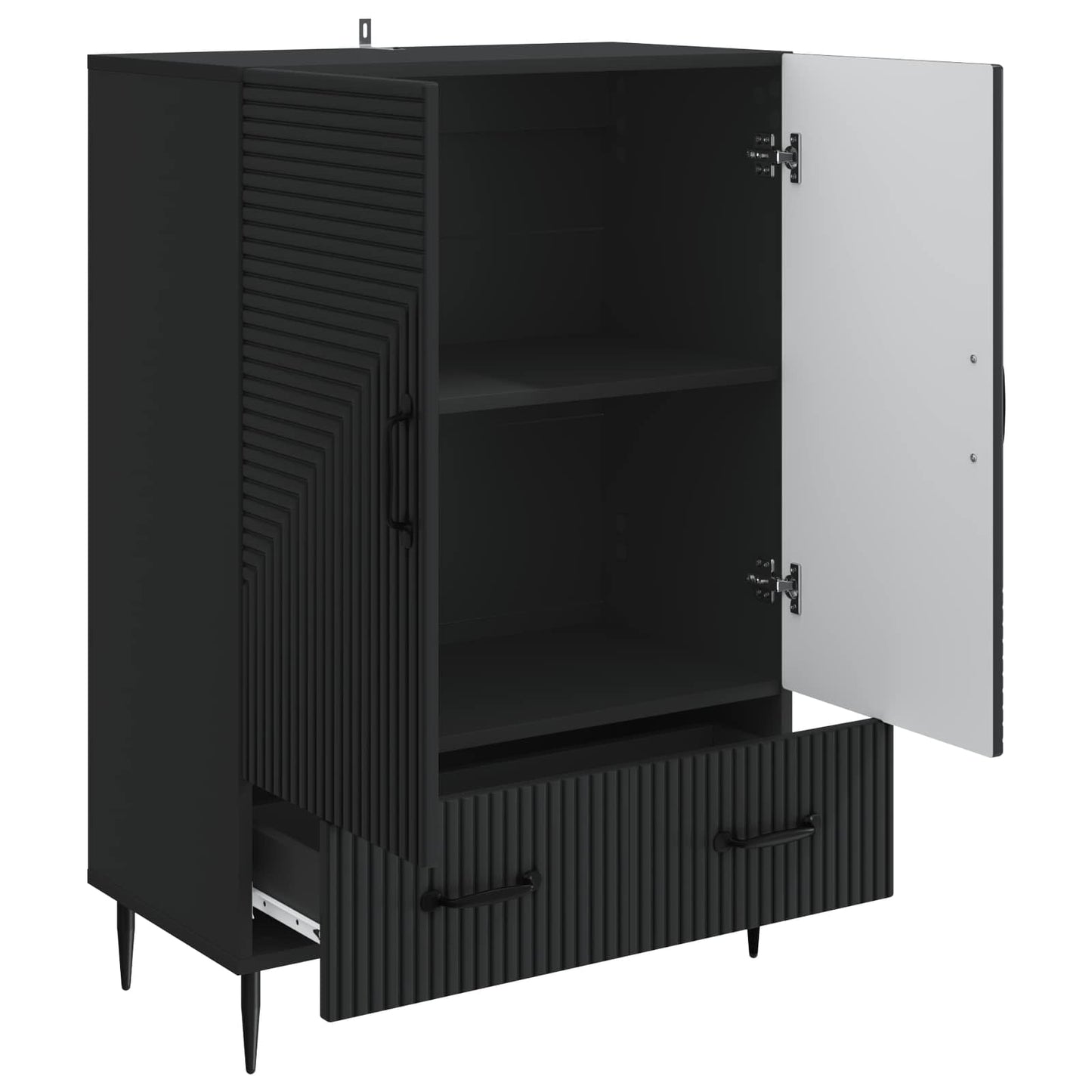 vidaXL Sideboard with Drawer Black 66 x 34.5 x 95 cm Engineered Wood