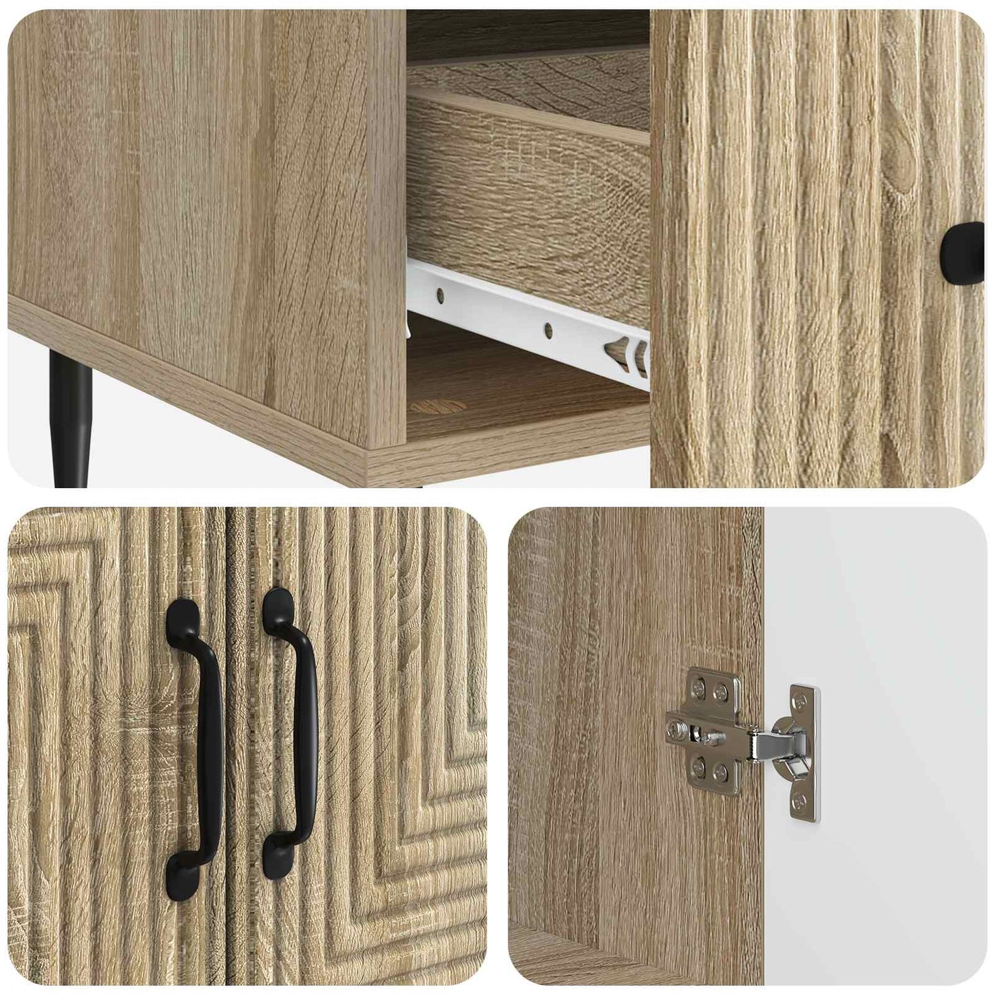 vidaXL Sideboard Sonoma Oak 66 x 34.5 x 95 cm Engineered Wood