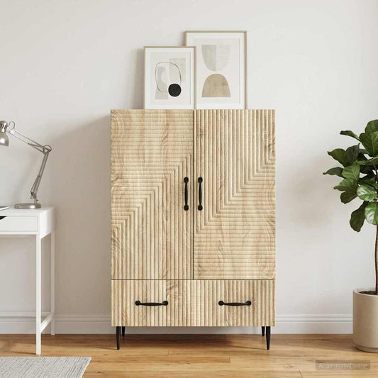 vidaXL Sideboard Sonoma Oak 66 x 34.5 x 95 cm Engineered Wood