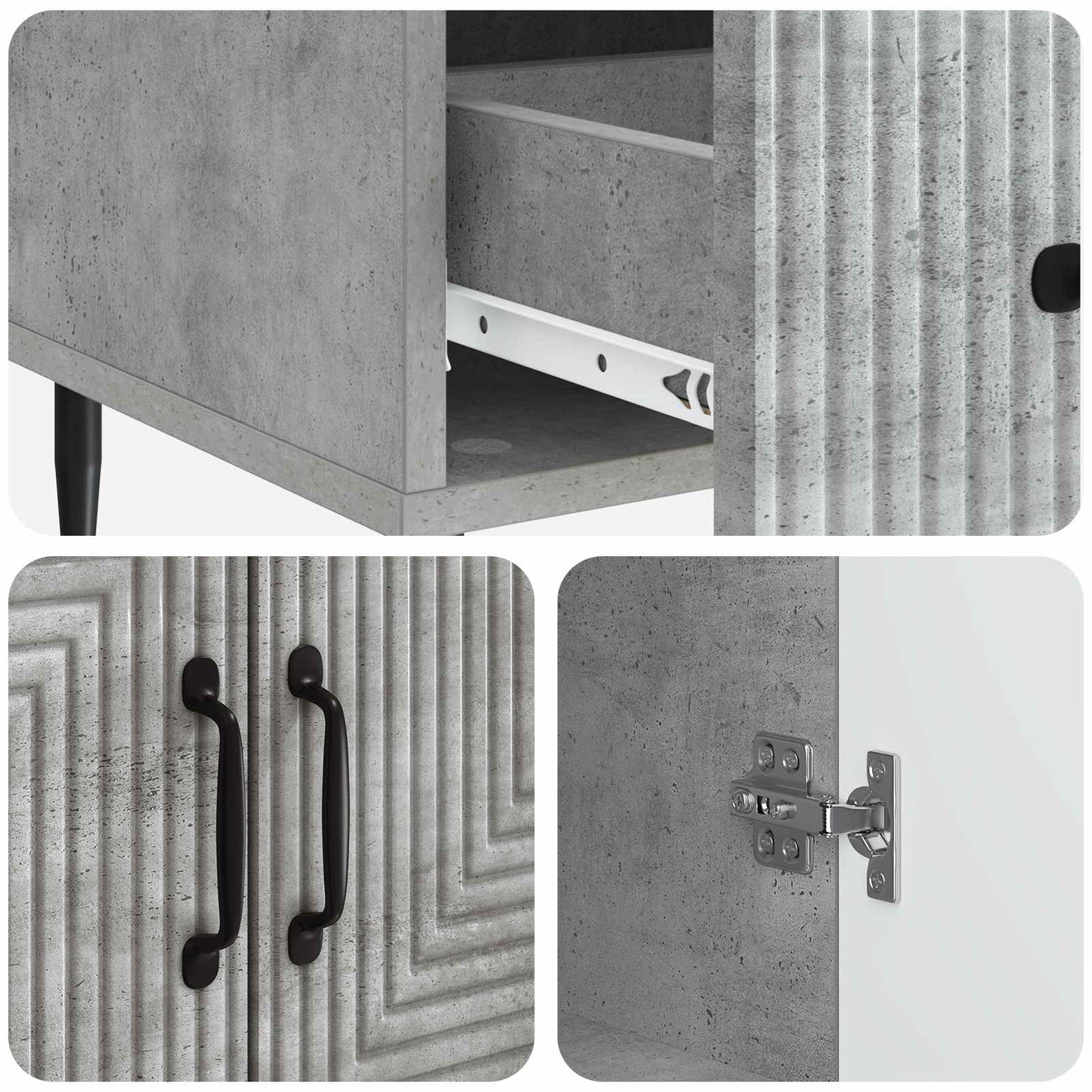 vidaXL Sideboard Concrete Grey 66 x 34.5 x 95 cm Engineered Wood