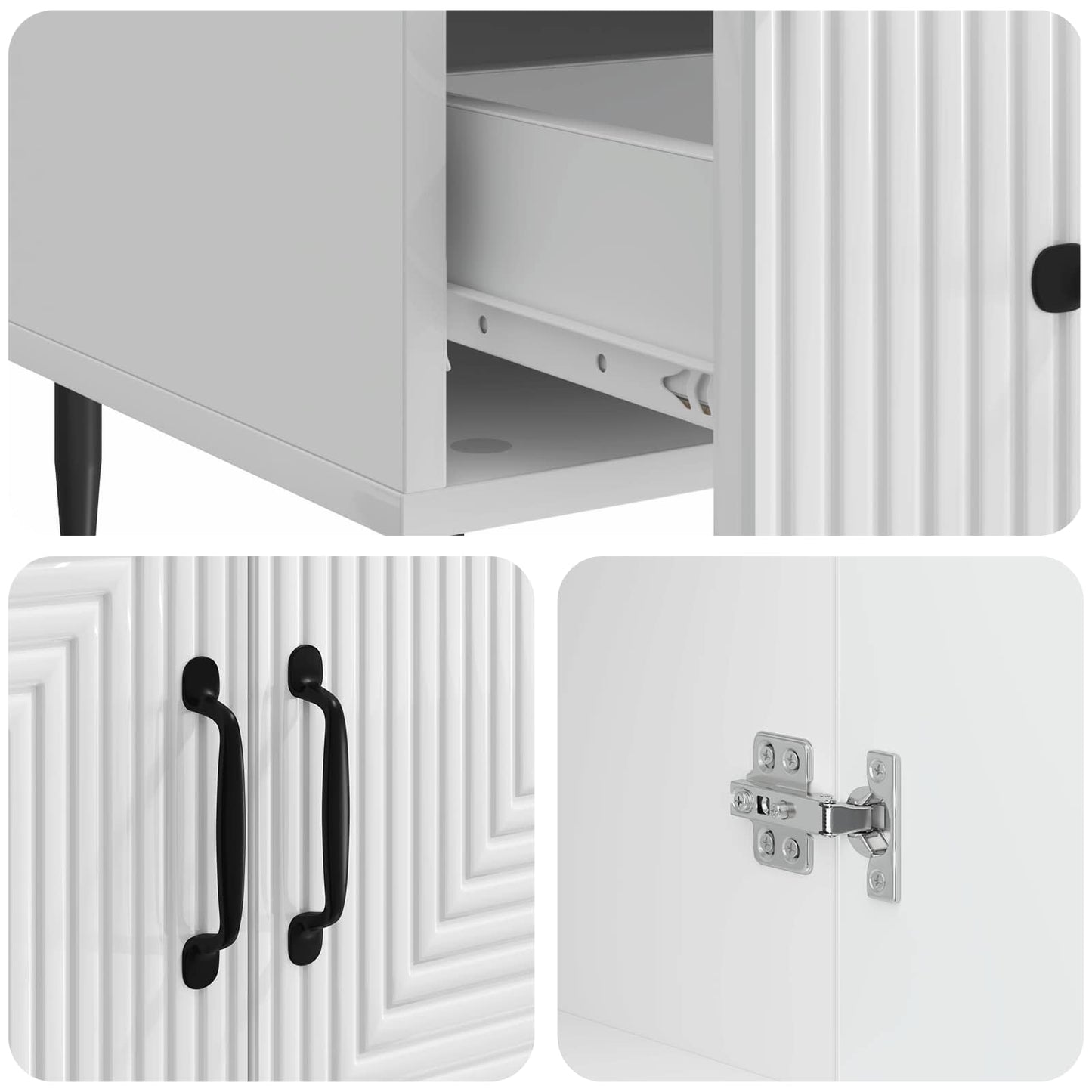 vidaXL Sideboard High Gloss White 66 x 34.5 x 95 cm Engineered Wood