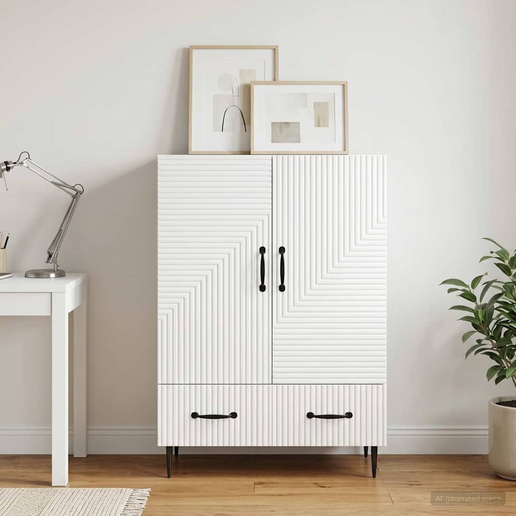 vidaXL Sideboard High Gloss White 66 x 34.5 x 95 cm Engineered Wood
