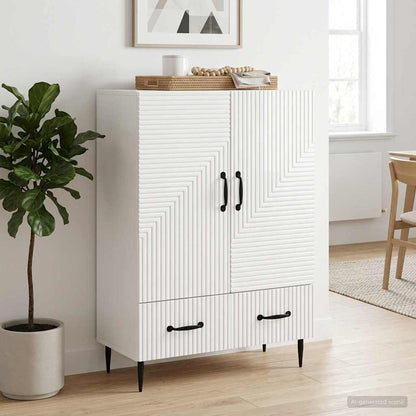 vidaXL Sideboard High Gloss White 66 x 34.5 x 95 cm Engineered Wood