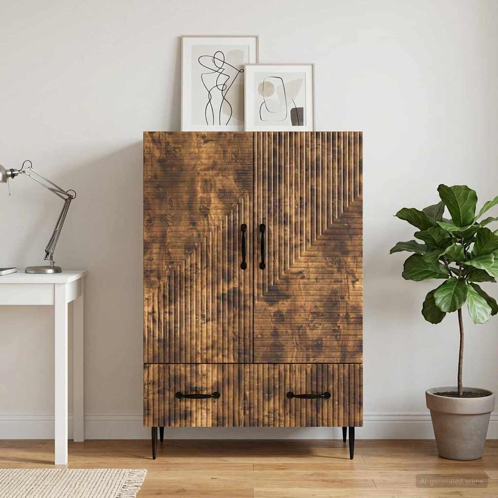 vidaXL Sideboard Smoked Oak 66 x 34.5 x 95 cm Engineered Wood