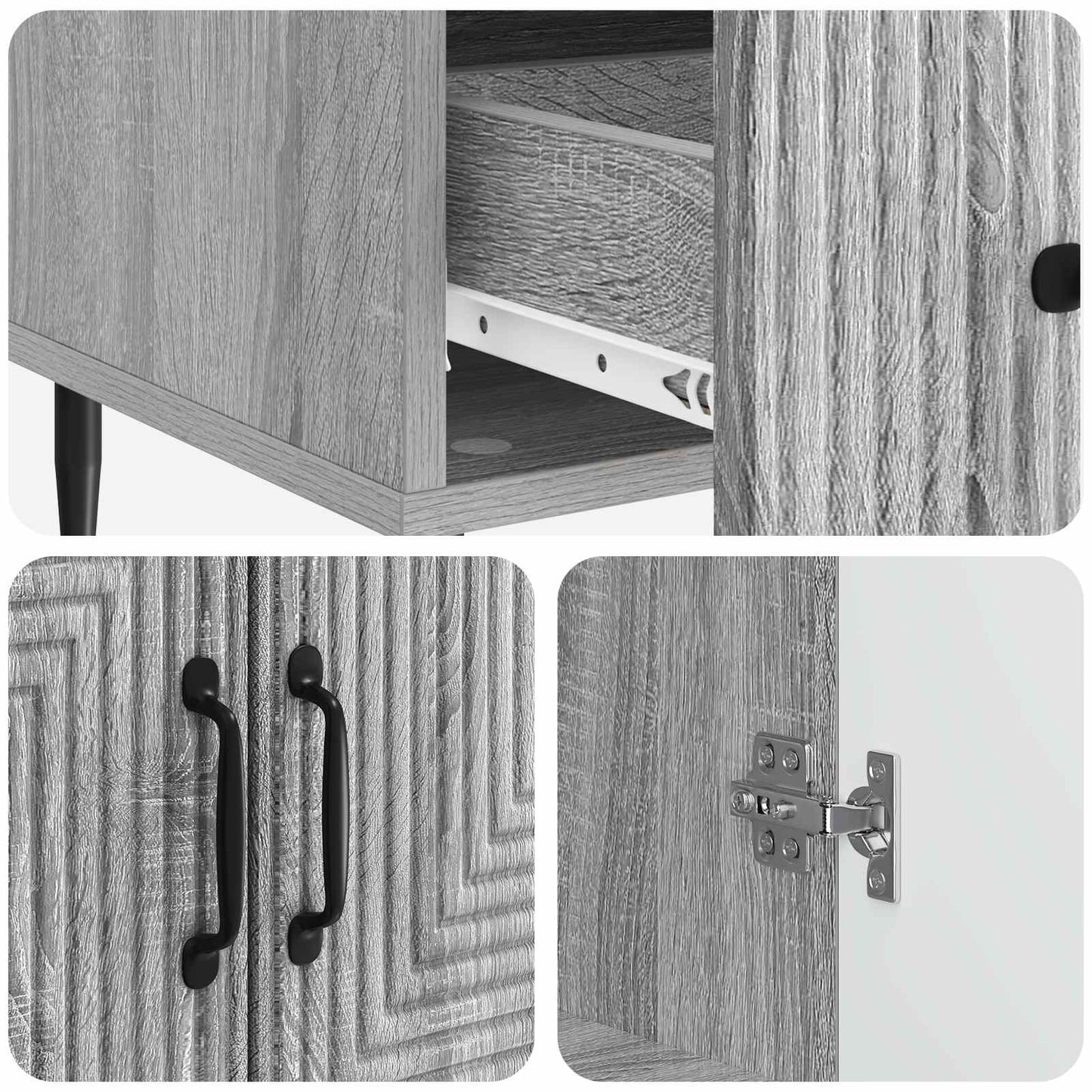 vidaXL Sideboard Grey Sonoma 66 x 34.5 x 95 cm Engineered Wood