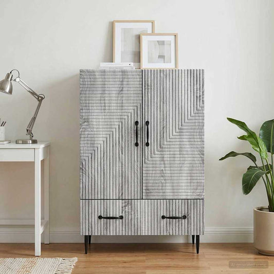 vidaXL Sideboard Grey Sonoma 66 x 34.5 x 95 cm Engineered Wood