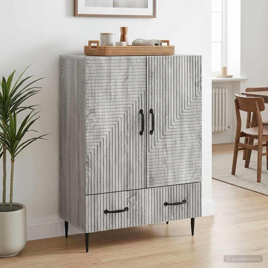 vidaXL Sideboard Grey Sonoma 66 x 34.5 x 95 cm Engineered Wood