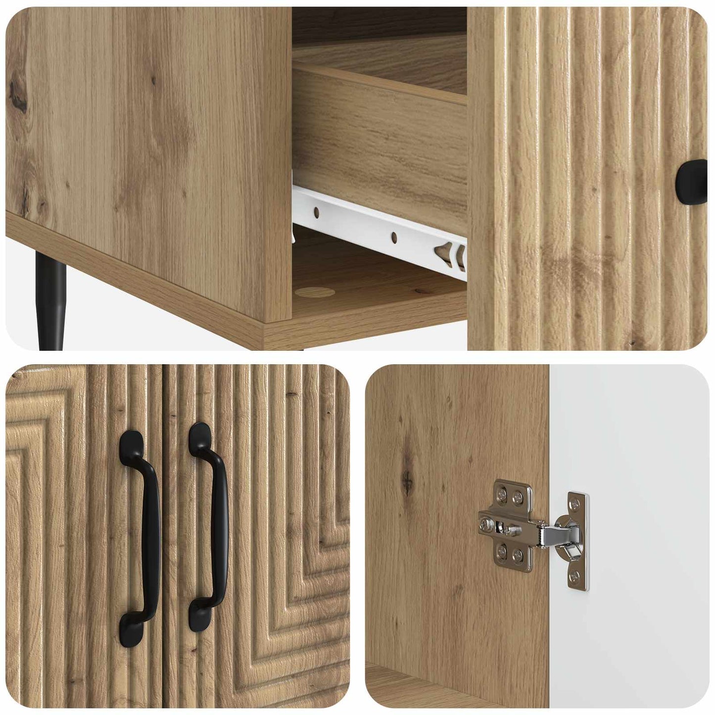 vidaXL Sideboard Artisan Oak 66 x 34.5 x 95 cm Engineered Wood