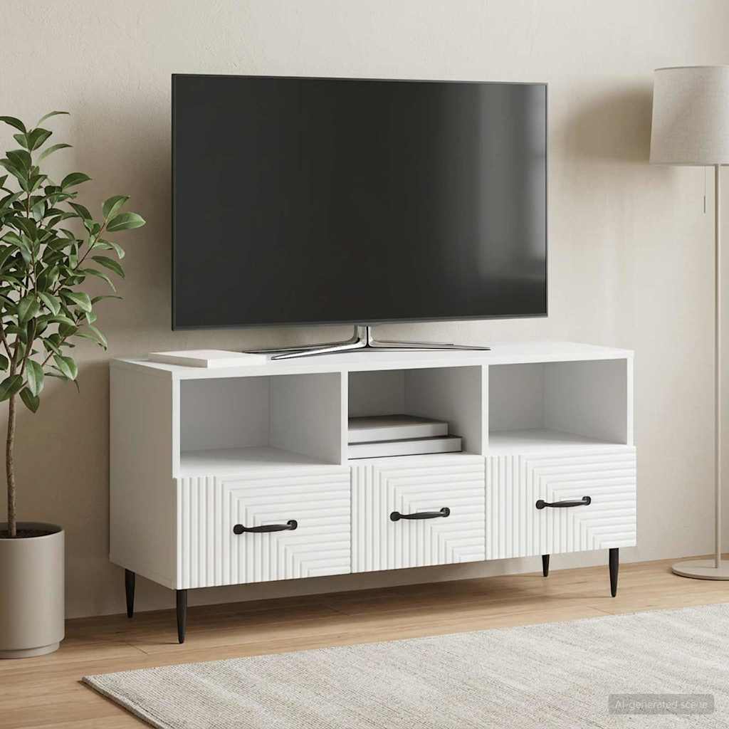 vidaXL TV Cabinet with Drawer White 102 x 34.5 x 50 cm Engineered Wood