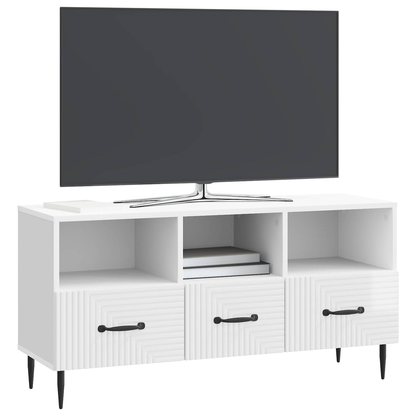 vidaXL TV Cabinet High Gloss White 102 x 34.5 x 50 cm Engineered Wood