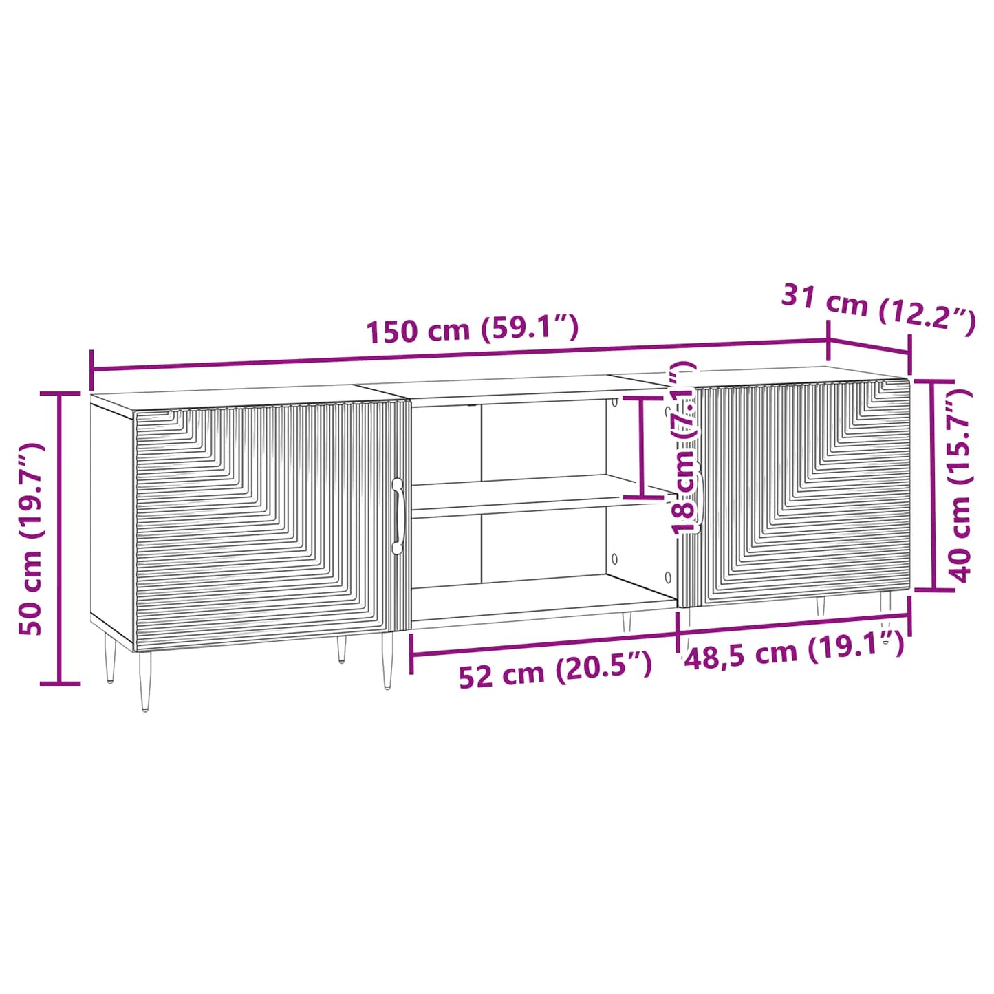 vidaXL TV Cabinet Old Wood 150 x 31 x 50 cm Engineered Wood
