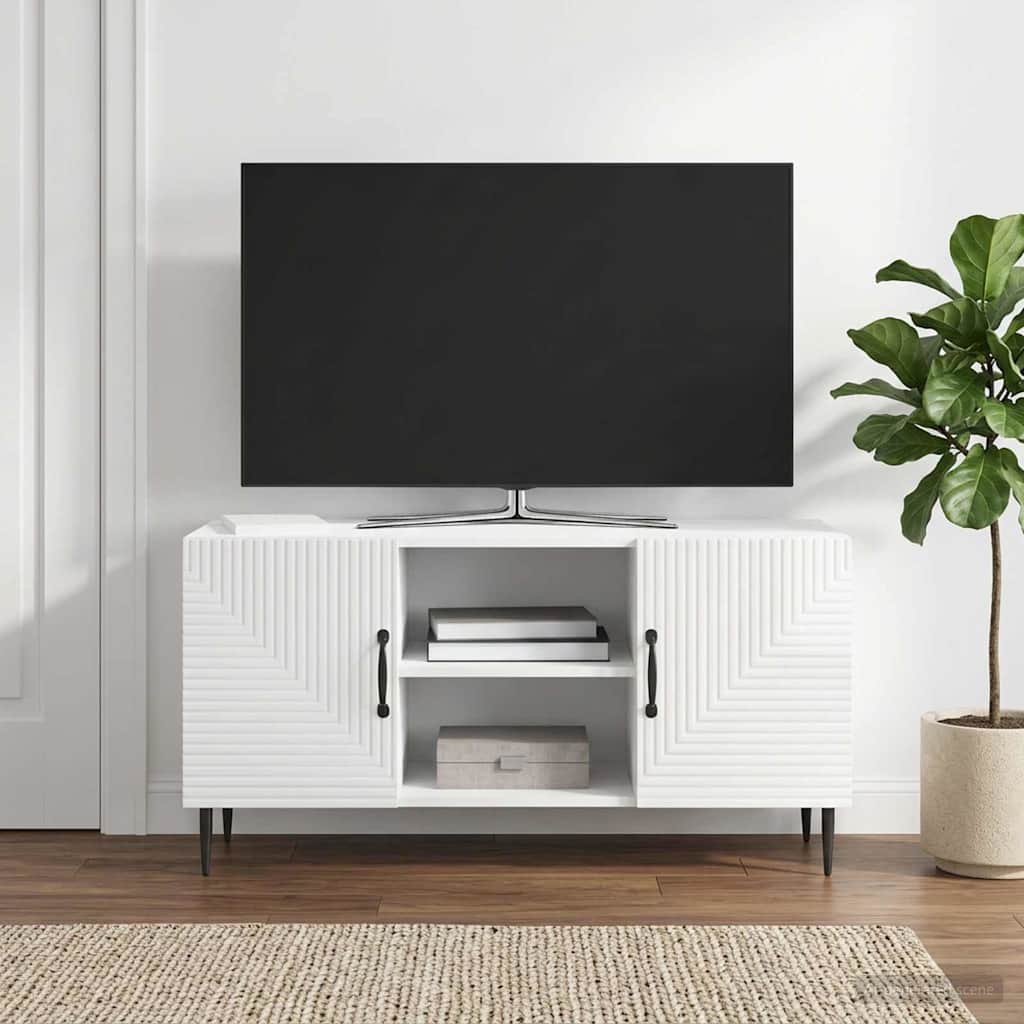vidaXL TV Cabinet High Gloss White 102 x 34.5 x 50 cm Engineered Wood