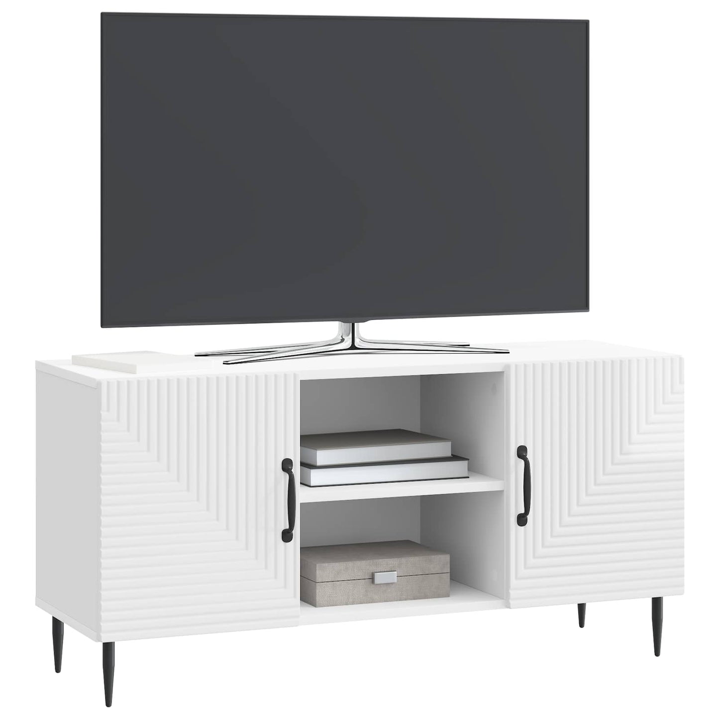 vidaXL TV Cabinet High Gloss White 102 x 34.5 x 50 cm Engineered Wood