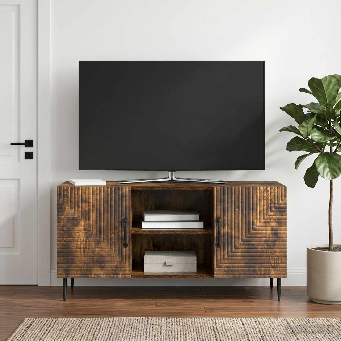 vidaXL TV Cabinet Smoked Oak 102 x 34.5 x 50 cm Engineered Wood