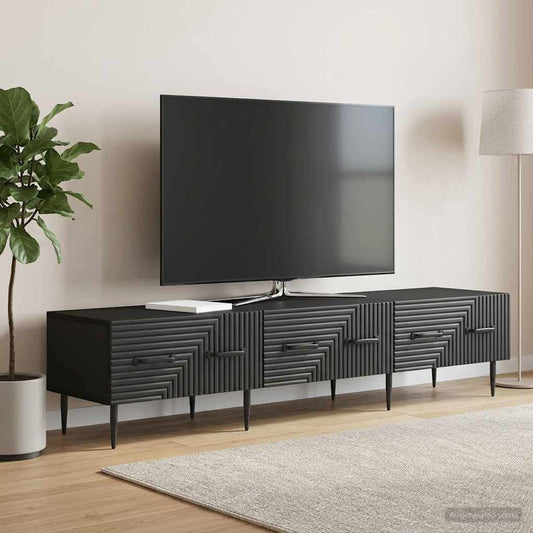 vidaXL TV Cabinet with Drawer Black 147 x 34.5 x 30 cm Engineered Wood