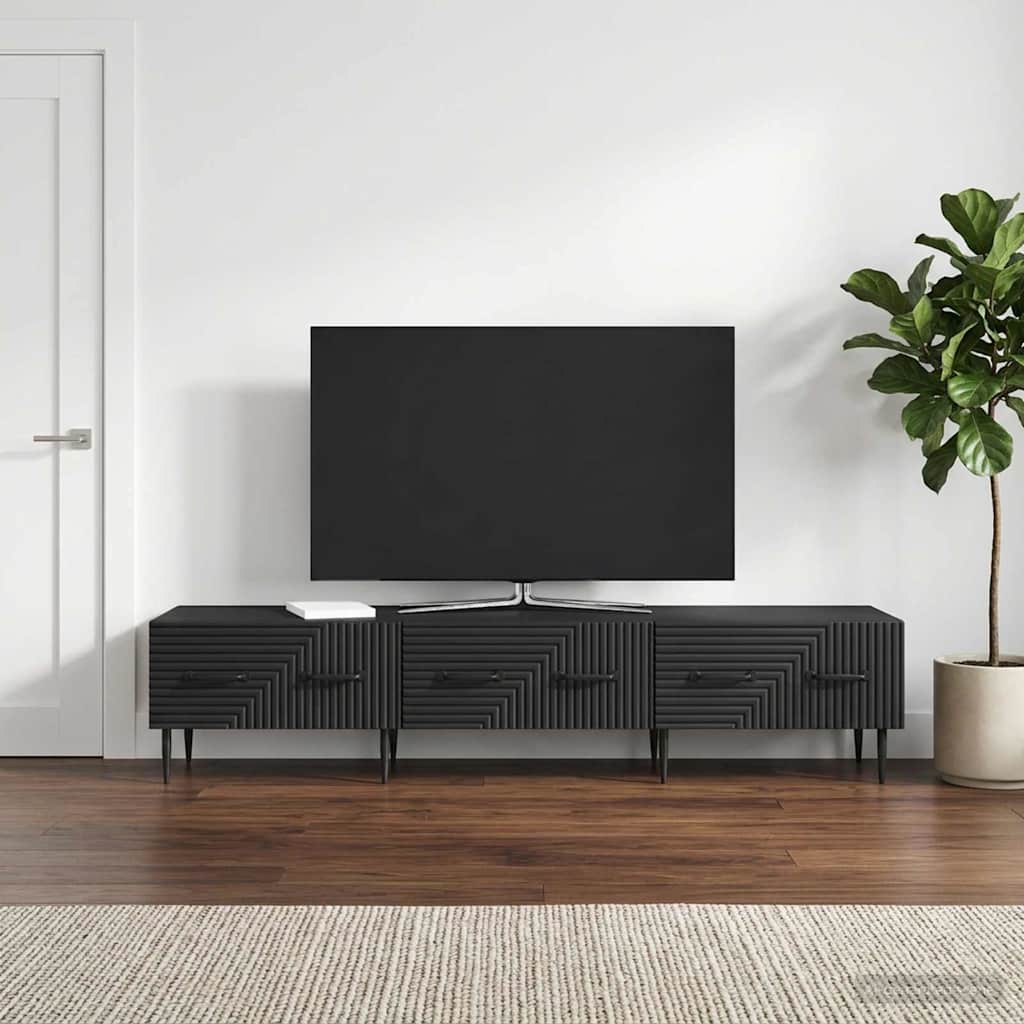 vidaXL TV Cabinet with Drawer Black 147 x 34.5 x 30 cm Engineered Wood