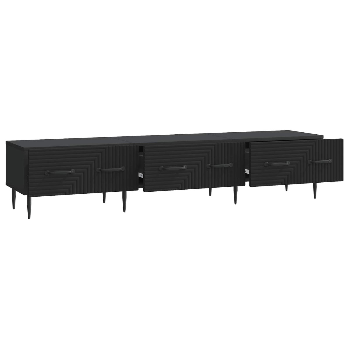 vidaXL TV Cabinet with Drawer Black 147 x 34.5 x 30 cm Engineered Wood