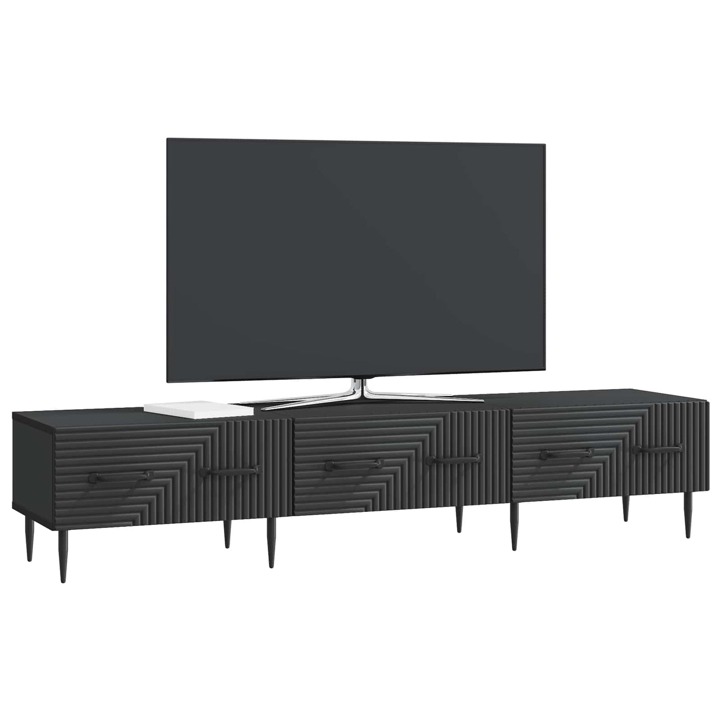 vidaXL TV Cabinet with Drawer Black 147 x 34.5 x 30 cm Engineered Wood