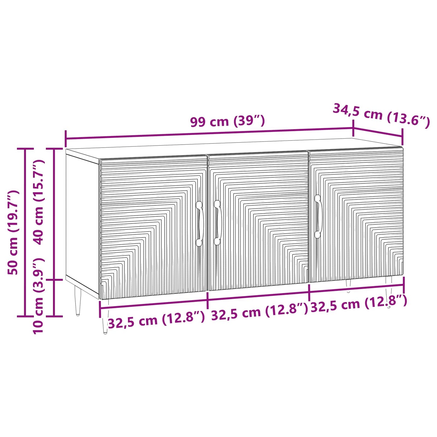 vidaXL TV Cabinet White 99 x 34.5 x 50 cm Engineered Wood