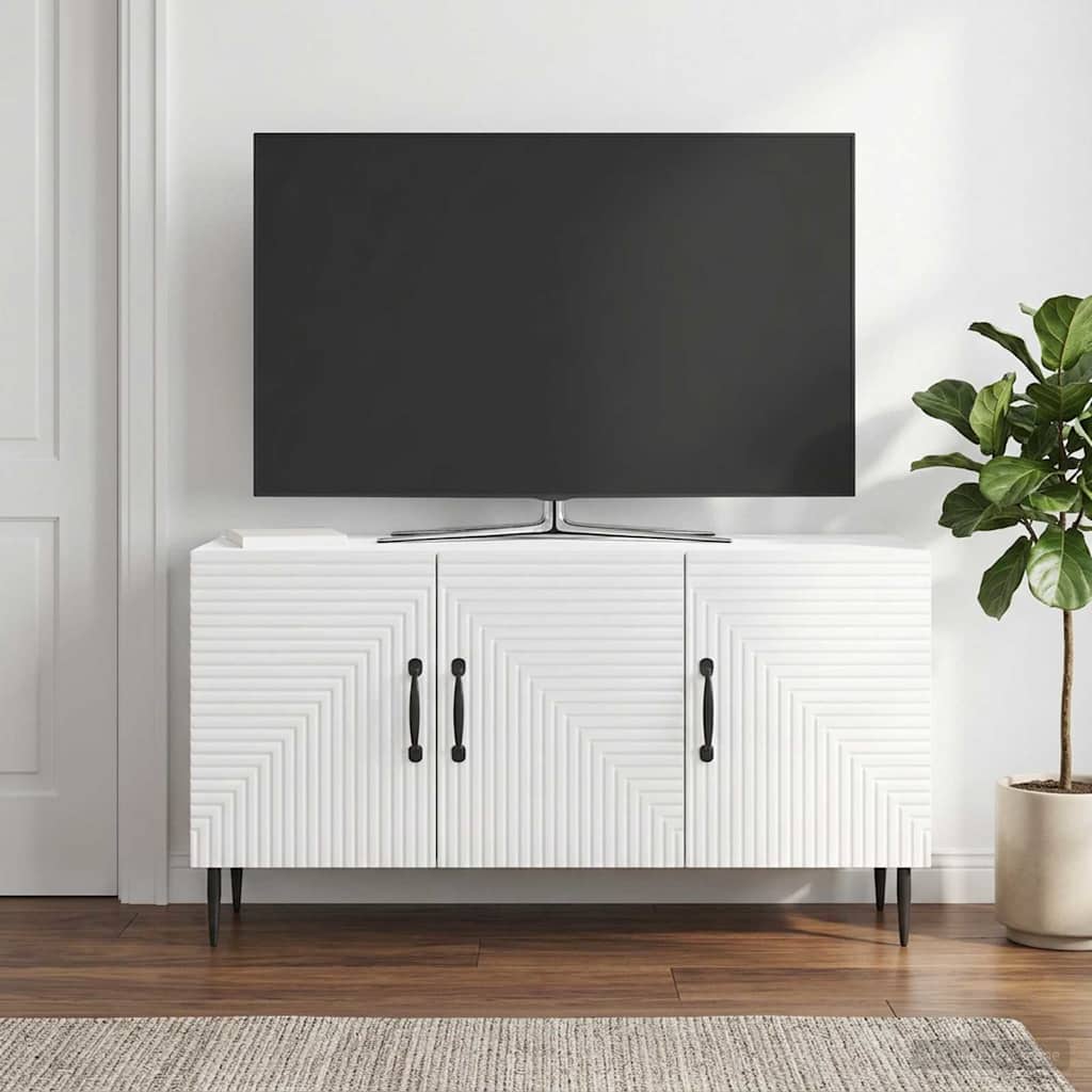 vidaXL TV Cabinet High Gloss White 99 x 34.5 x 50 cm Engineered Wood