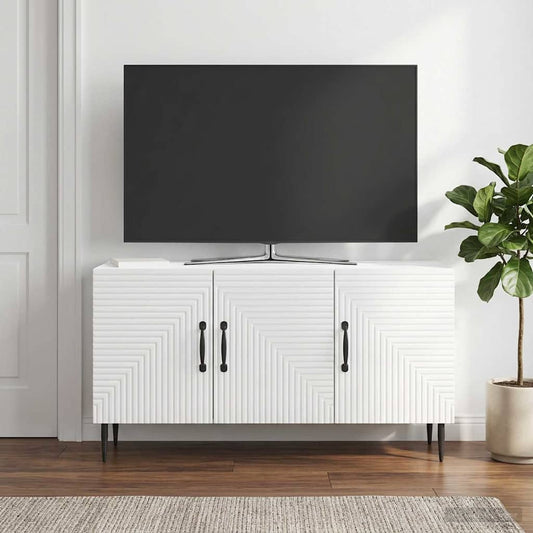 vidaXL TV Cabinet High Gloss White 99 x 34.5 x 50 cm Engineered Wood