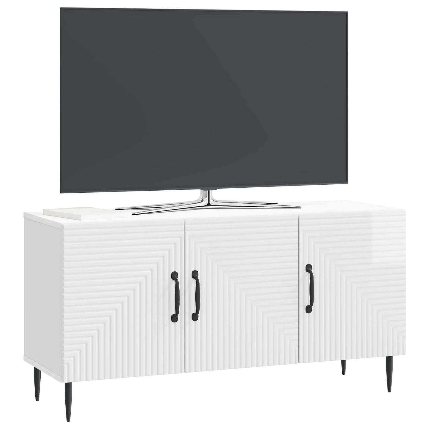 vidaXL TV Cabinet High Gloss White 99 x 34.5 x 50 cm Engineered Wood