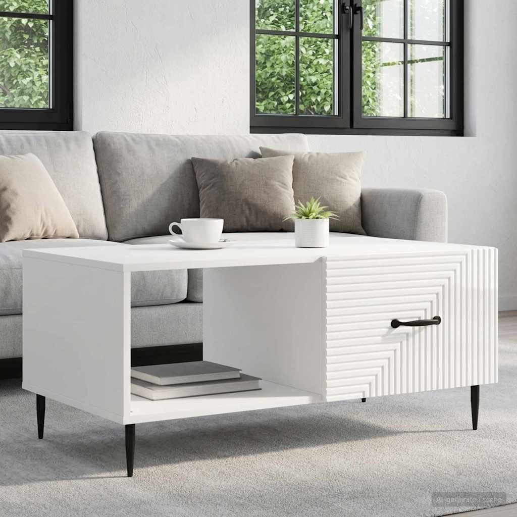 vidaXL Coffee Table High Gloss White 90 x 50 x 40 cm Engineered Wood