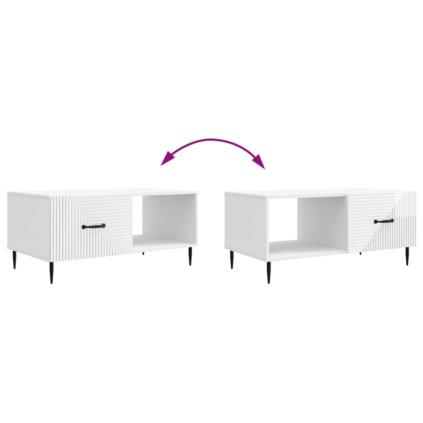 vidaXL Coffee Table High Gloss White 90 x 50 x 40 cm Engineered Wood