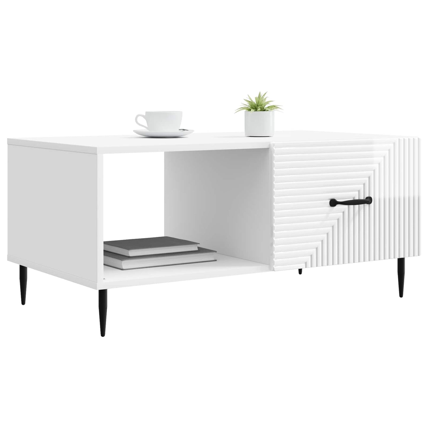 vidaXL Coffee Table High Gloss White 90 x 50 x 40 cm Engineered Wood