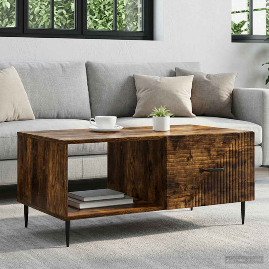vidaXL Coffee Table Smoked Oak 90 x 50 x 40 cm Engineered Wood