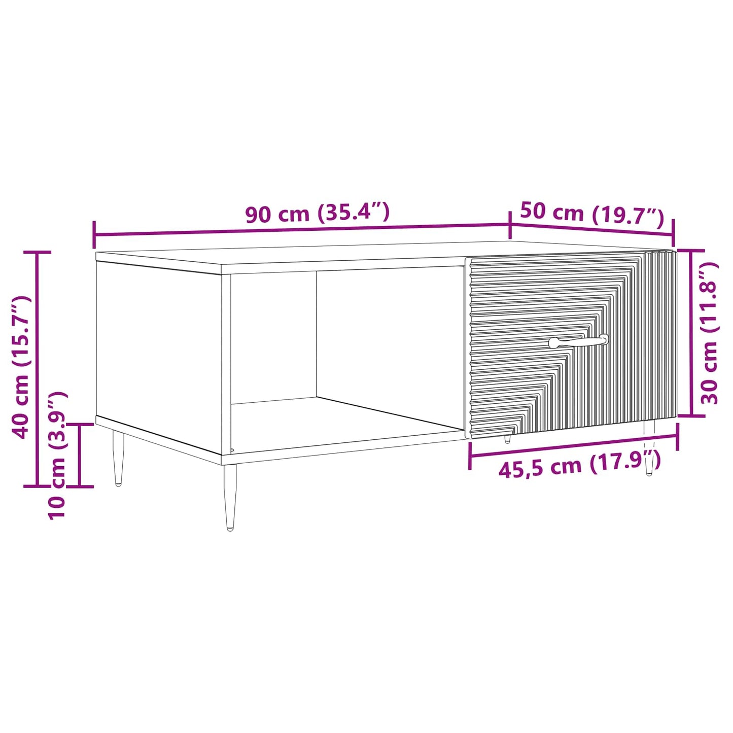 vidaXL Coffee Table Smoked Oak 90 x 50 x 40 cm Engineered Wood