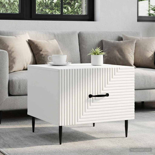 vidaXL Coffee Table with Drawer White 49 x 50 x 40 cm Engineered Wood