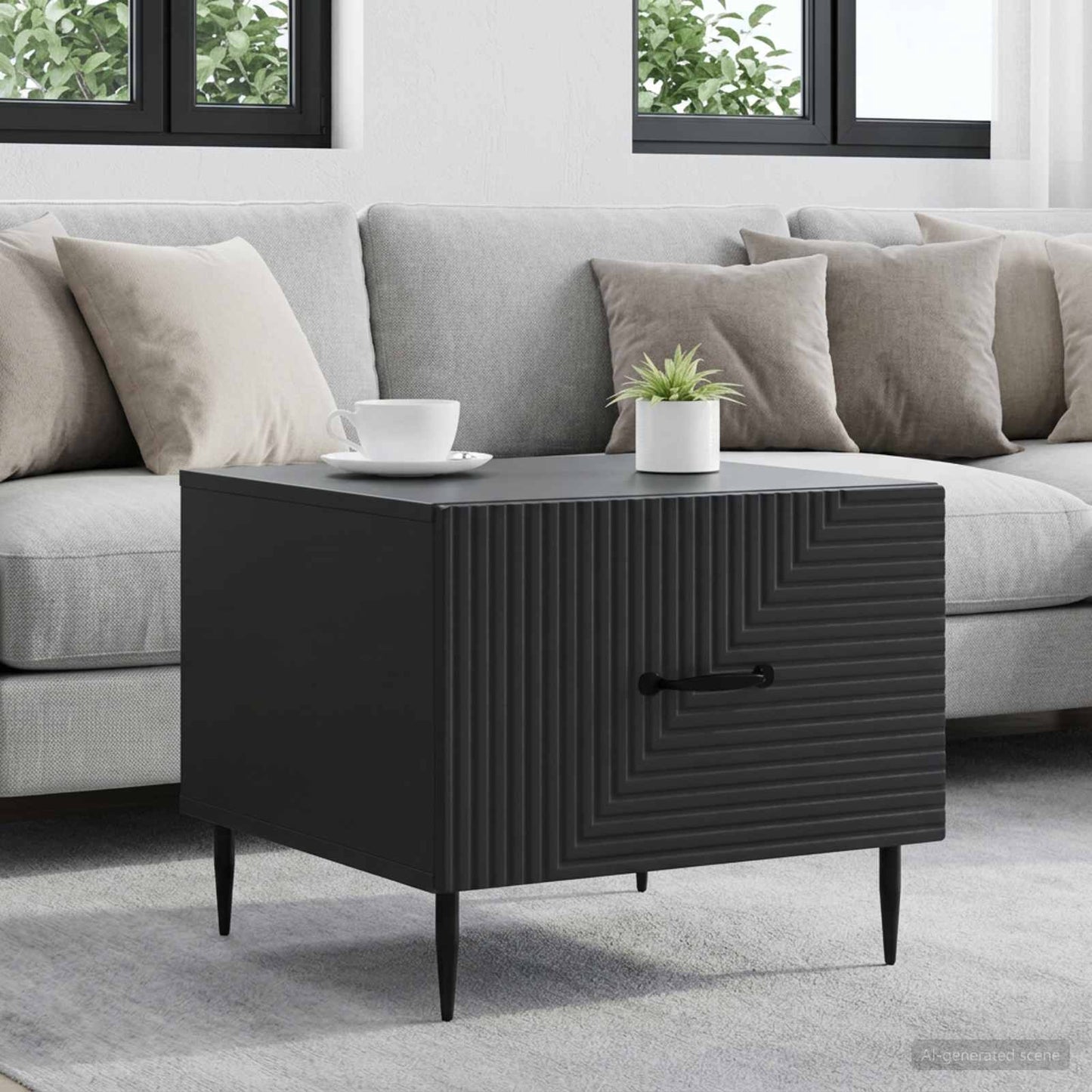 vidaXL Coffee Table with Drawer Black 49 x 50 x 40 cm Engineered Wood