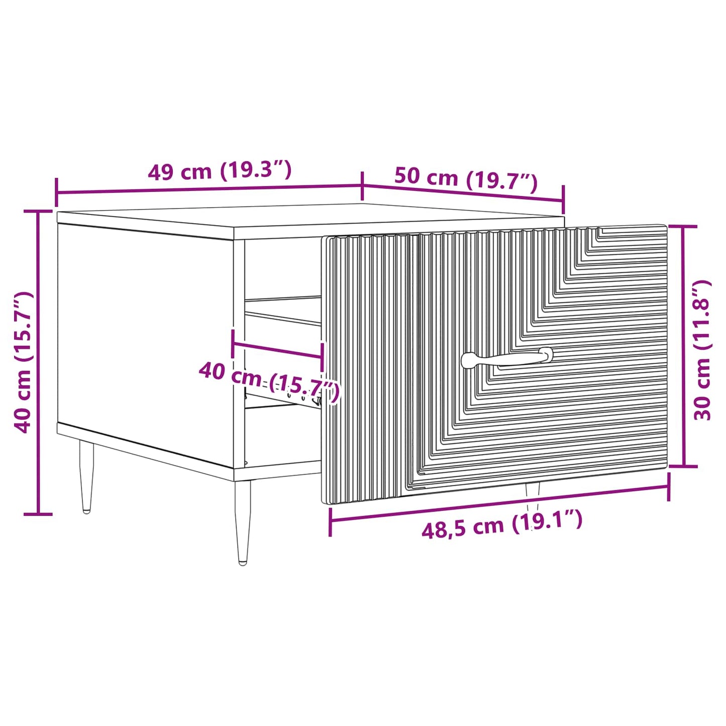 vidaXL Coffee Table Grey Sonoma 49 x 50 x 40 cm Engineered Wood