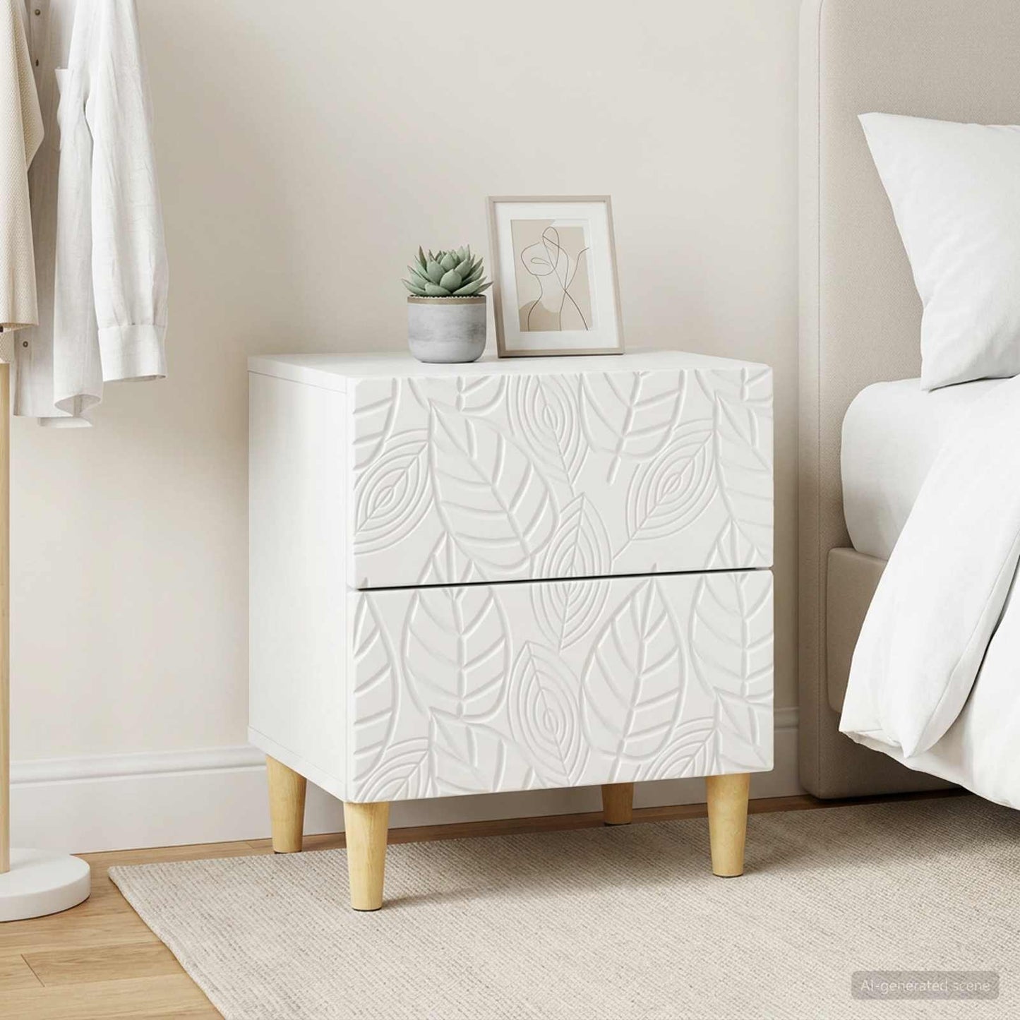 vidaXL Bedside Table 2 pcs White 43 x 34.5 x 48 cm Engineered Wood