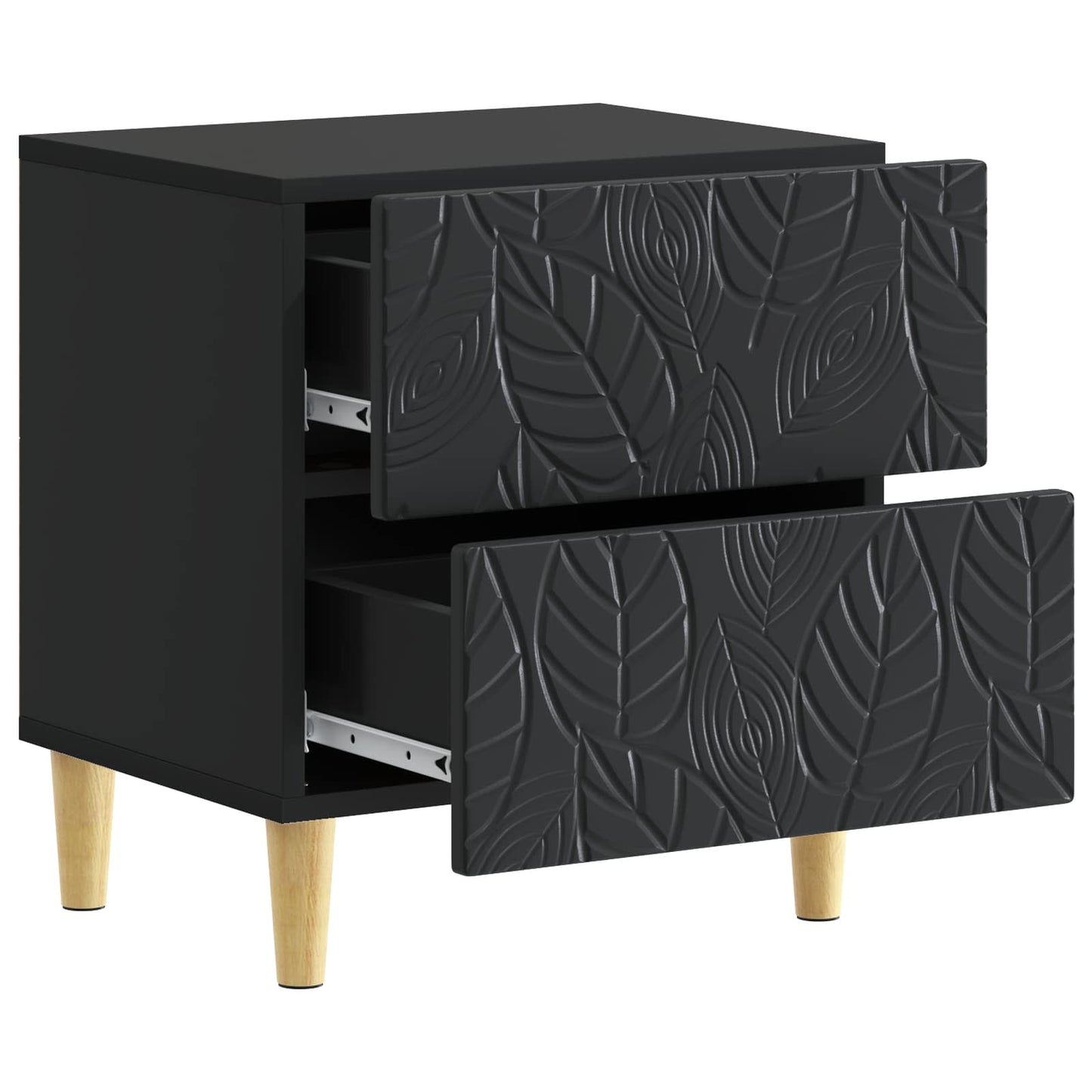 vidaXL Bedside Table Black 43 x 34.5 x 48 cm Engineered Wood